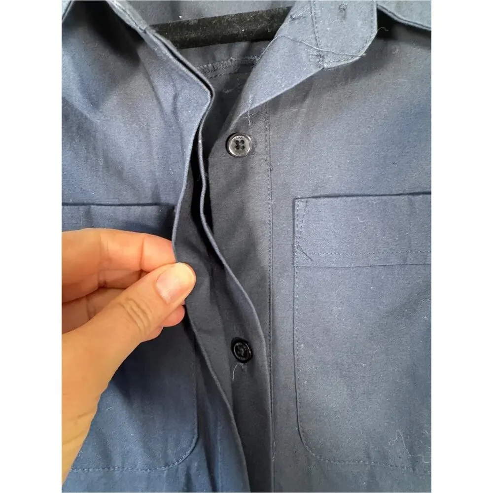 Michael Kors Navy Blue Button Down Shirt Dress Womens S Preppy Casual Basic Mini